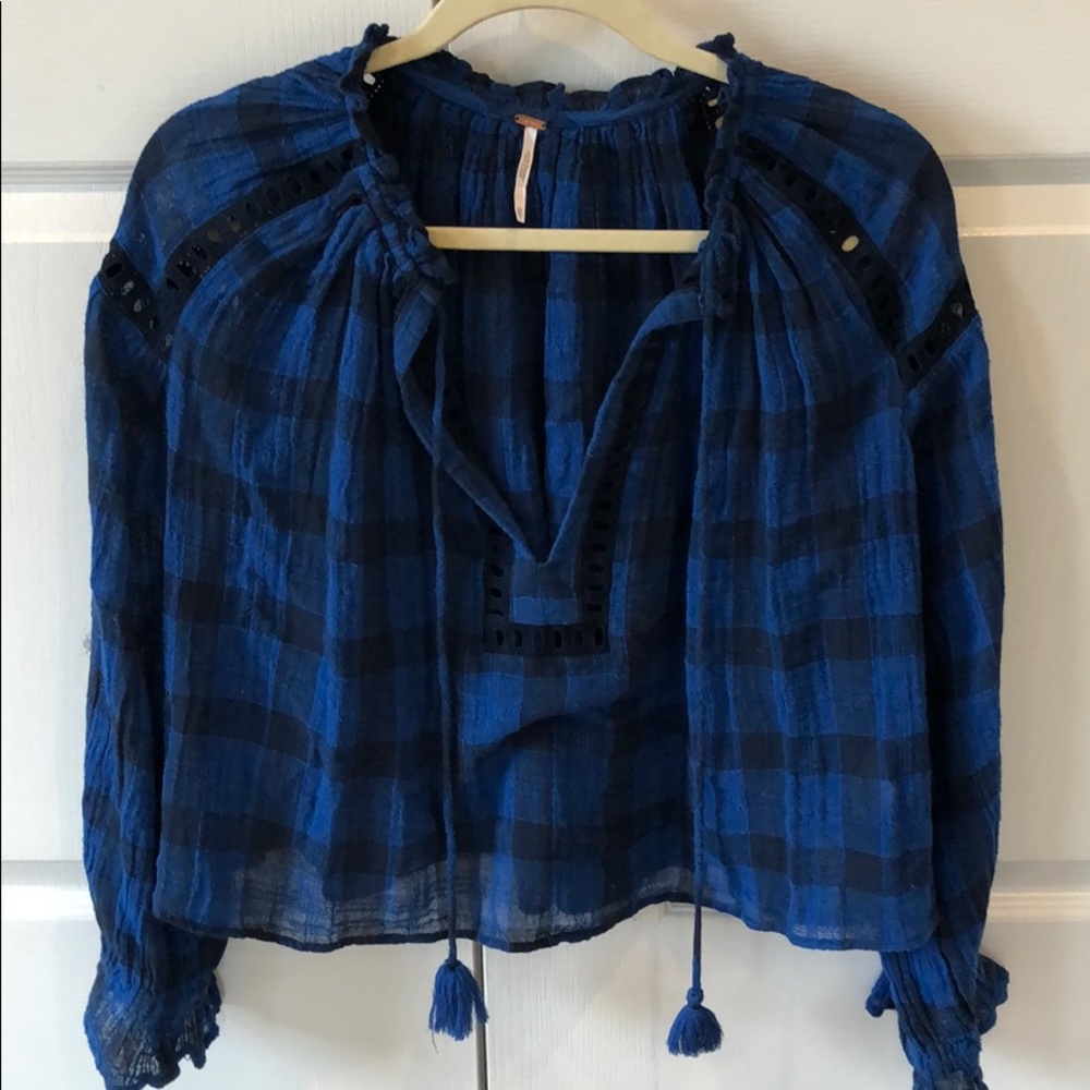 Brand new Free People black plaid flowy top